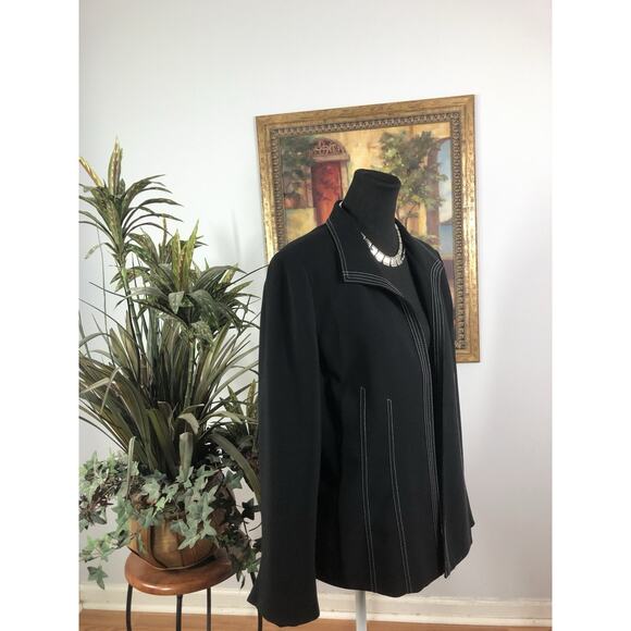 Kasper Blazer Womens 14 Black Open Career Office Clueless Preppy Long Sleeve - Picture 5 of 9